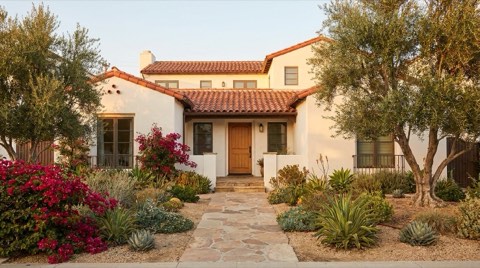 Welcoming Los Angeles rental apartment building exterior at golden hour