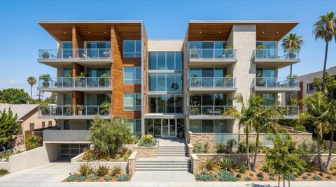 A modern multi-family apartment building exterior in Culver City.