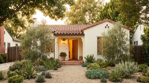 Golden-hour exterior of a welcoming Los Angeles starter home