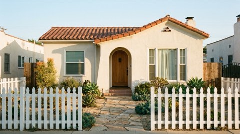 A charming starter home exterior in Culver City suited to first-time buyers.