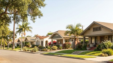 A row of well-kept homes on a competitive Culver City street.