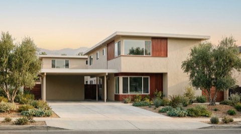 Mid-century multi-family fourplex building in the San Fernando Valley