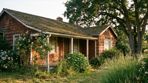 An older original ranch home with weathered charm and mature landscaping in Mar Vista