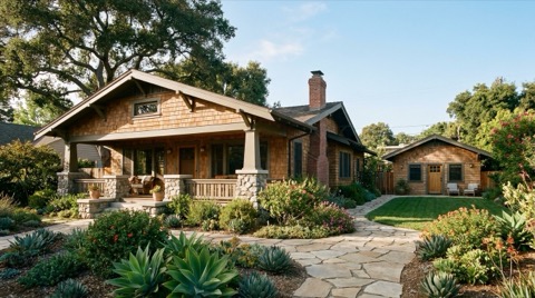 Older California bungalow with a converted garage unit in the backyard