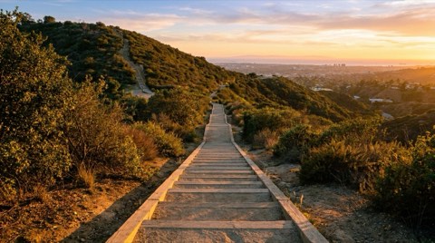 The Culver City Stairs at sunset, a beloved local landmark.